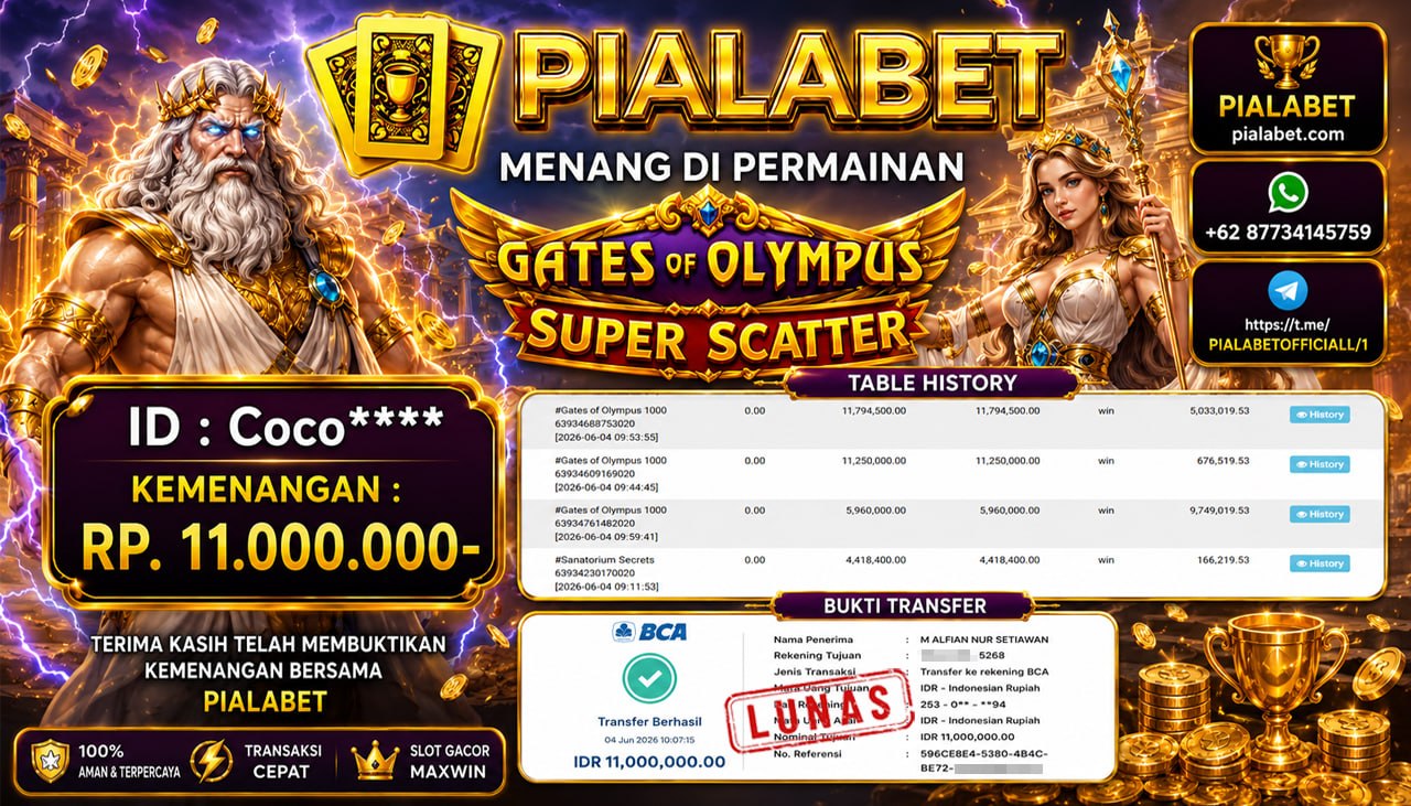 PIALABET JACKPOT SLOT GANTES OF OLYMPUS SUPER SCATTER Rp 11.000.000,- LUNAS